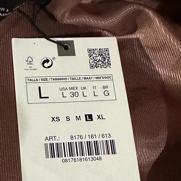 Zara Tailored Mandarin Collar Blazer Beige- Pink NWT - Picture 6 of 6